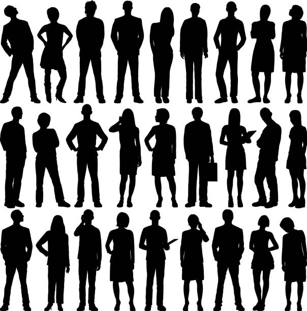 Highly Detailed People Silhouettes Highly detailed people silhouettes. crowd of people silhouettes stock illustrations
