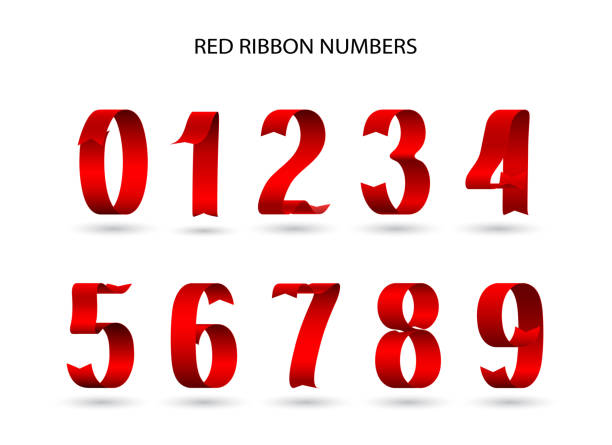 레드 리본 번호 - ribbon typescript letter vector stock illustrations