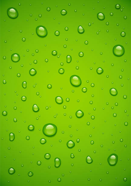 illustrazioni stock, clip art, cartoni animati e icone di tendenza di goccia d'acqua su sfondo verde. illustrazione vettoriale. - splashing water liquid spraying