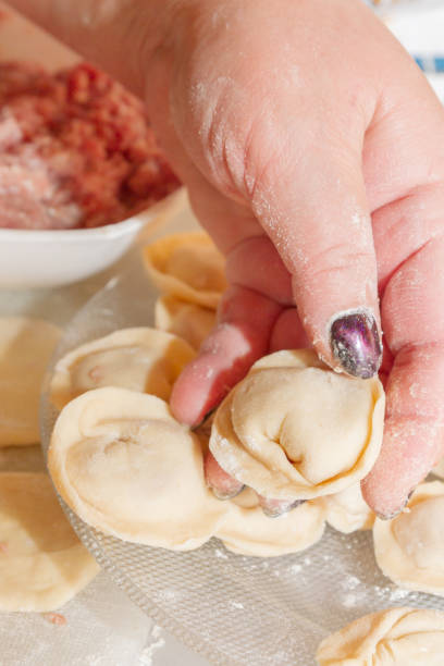 istock Raw and fresh is stuck on the dumplings are on the Board 1128989687