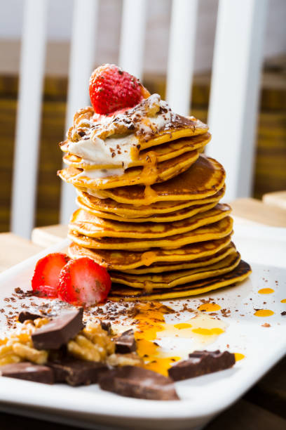 istock Recipe of pumpkin pancakes 1128991117
