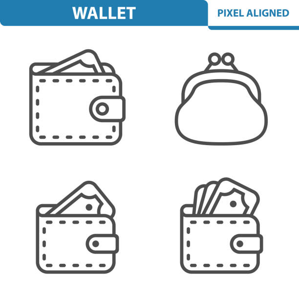 Wallet Icons Professional, pixel perfect icons, EPS 10 format. purse stock illustrations