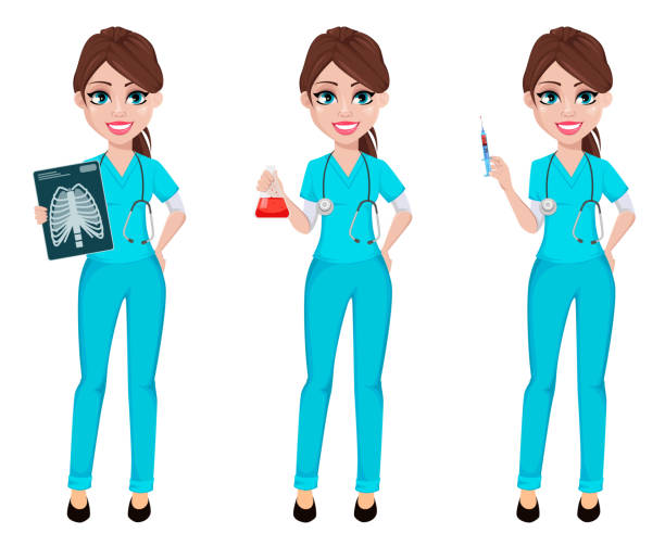 ilustrações de stock, clip art, desenhos animados e ícones de medical doctor woman. medicine, healthcare concept. - doctor vector radiologist happiness