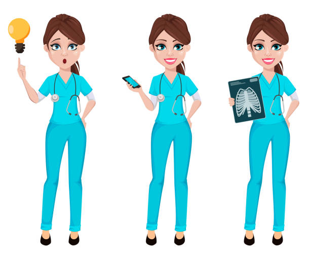ilustrações de stock, clip art, desenhos animados e ícones de medical doctor woman. medicine, healthcare concept. - doctor vector radiologist happiness