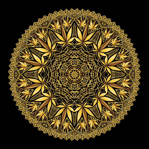 Cannabis Marijiana Intricate Mandala vector art illustration