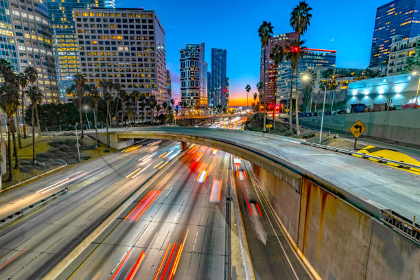 istock Los Angeles Downtown Evening Traffic 1129009125