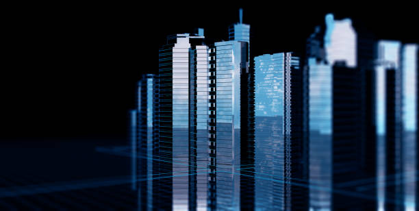 istock Skyscrapers futuristic technology concept 1129011748