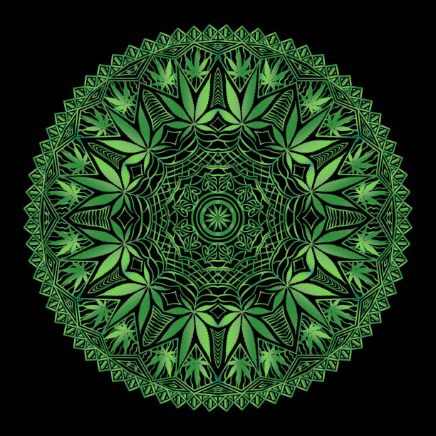 Cannabis Marijuana Intricate Mandala vector art illustration