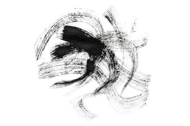 istock Abstraction for a background, drawing black paint on a white isolated background, the whole frame 1129013706