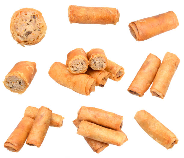 istock Set of egg roll food isolated white 1129015213
