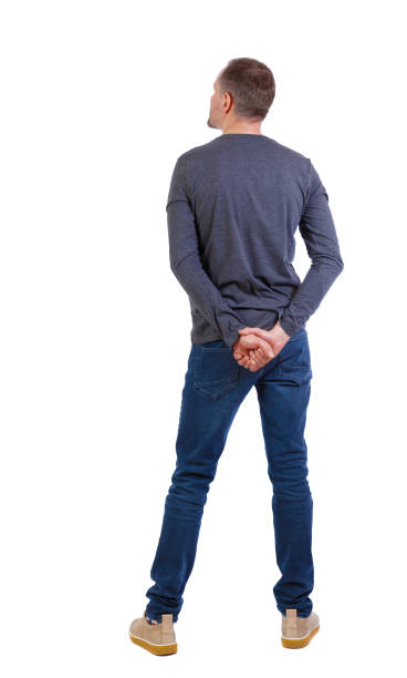 istock Back view of a stylish man. 1129015422