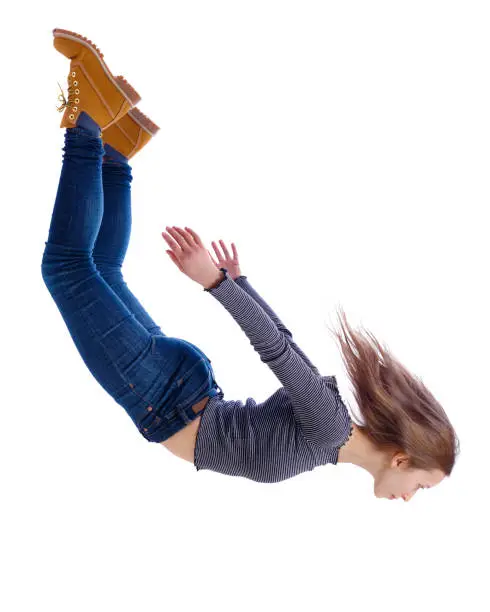 Photo of Side view of woman in zero gravity or a fall.