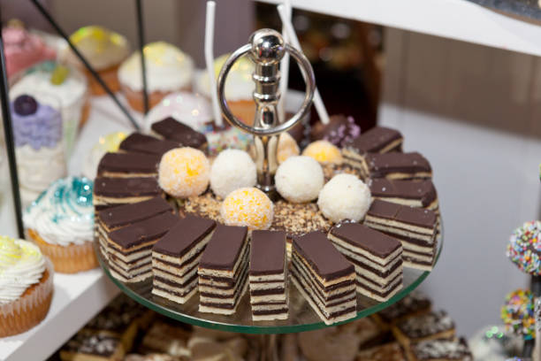 istock Layered chocolate cakes, confectionery buffet 1129015468
