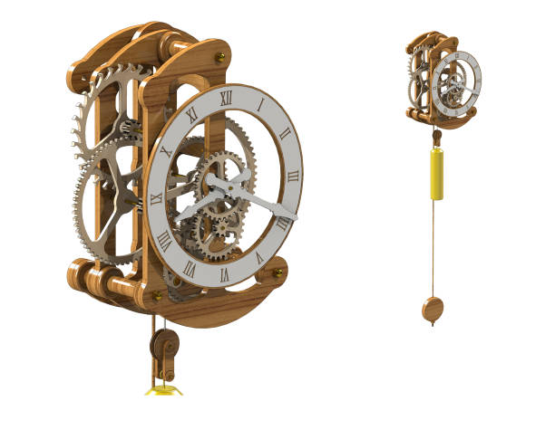 istock Wooden Gear Clock (3D Rendering) 1129018150