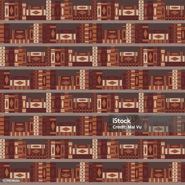 Library Seamless Pattern Stock Illustration - Download Image Now - Book Spine, Bookseller, Pattern