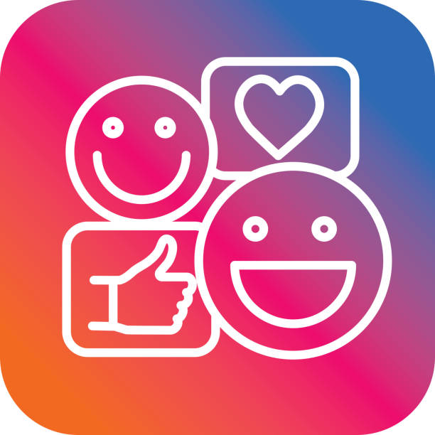 istock Emotes smile heart and thumbs up Flat Simple outline line art design Icon 1129020571