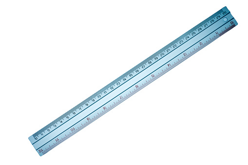 Stainless steel ruler isolated on white background