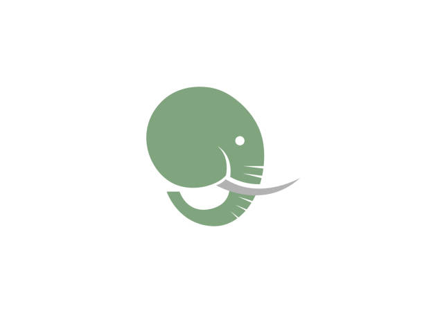 Elephant head with big hose and ivory horns for logo Elephant head with big hose and ivory horns for logo elephant logo stock illustrations