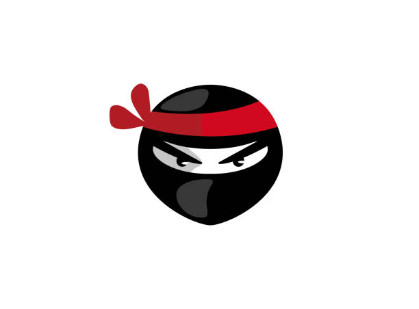 ilustrações de stock, clip art, desenhos animados e ícones de ninja head with angry face - ninja