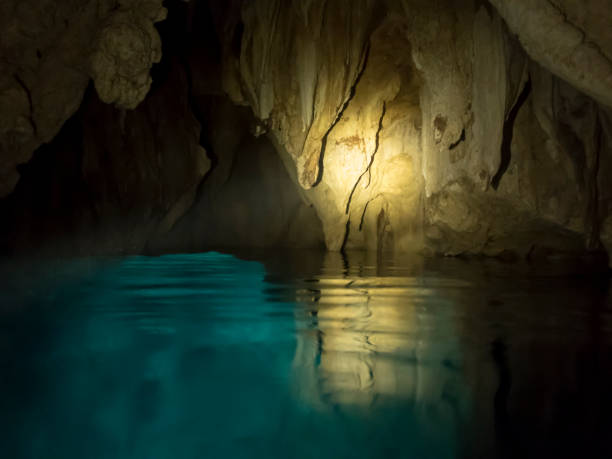 istock Water and Stalactites in Cavern Under Rock Islands 1129037783