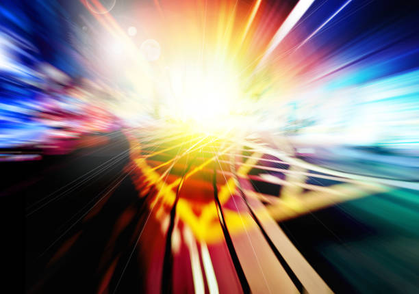 istock Abstract image of night traffic light trails in the city 1129038643