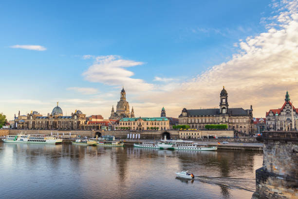 istock Dresden Germany, city skyline at Elbe River 1129048891