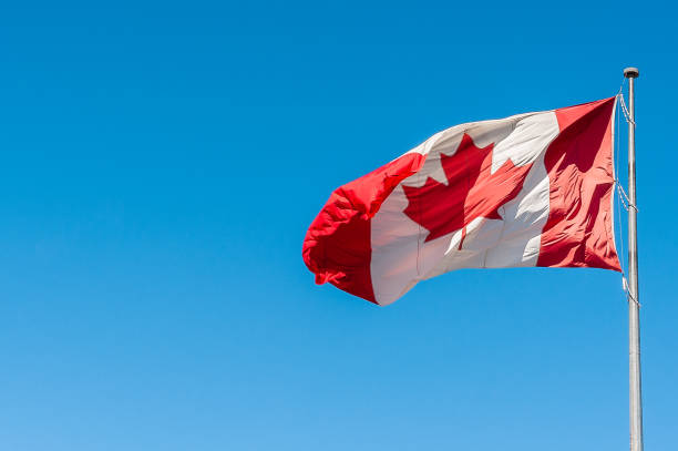 Canadian Flag in the Wind stock photo