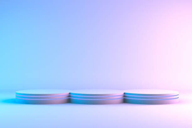 istock Blank product stand with neon lights 1129051333