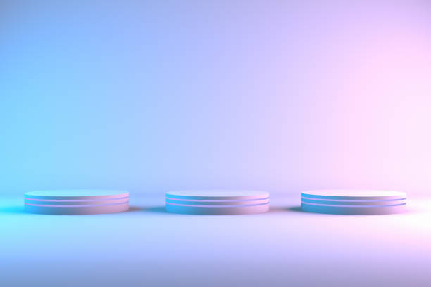 istock Blank product stand with neon lights 1129051397