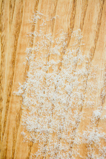 istock Wooden ground slightly covered with snow 1129053046