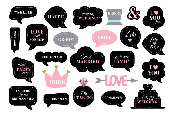 foto-stand props für hochzeit party braut - champagne pink bubble vector stock-grafiken, -clipart, -cartoons und -symbole