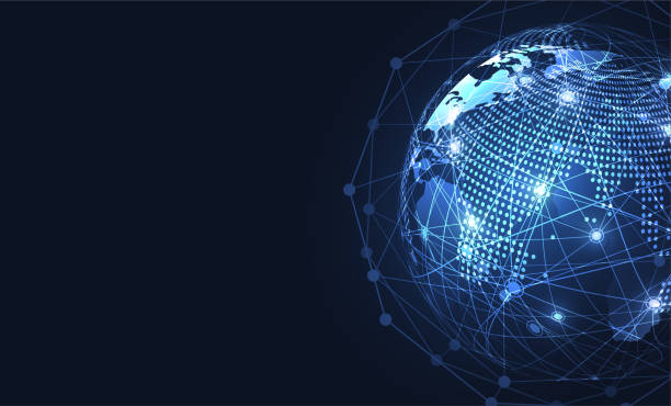 istock Global network connection. World map point and line composition concept of global business. Vector Illustration 1129054098
