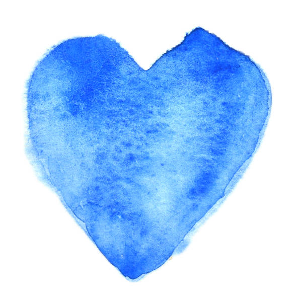 istock Blue heart painted in watercolor on a white background. 1129064967