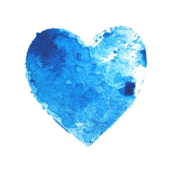 Watercolor sea heart on white background.