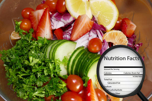 salad nutrition label - lettuce endive abstract leaf imagens e fotografias de stock