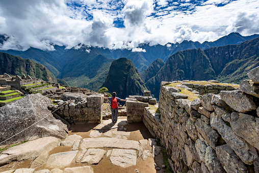 old Inca complex walls in Chinchero, Peru, Inca ruins at the archeological site of Chinchero, near Cusco.