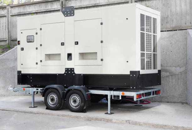 istock Standby generator. Industrial Power Diesel Generator Caravan.  Backup Generator Power. 1129067911