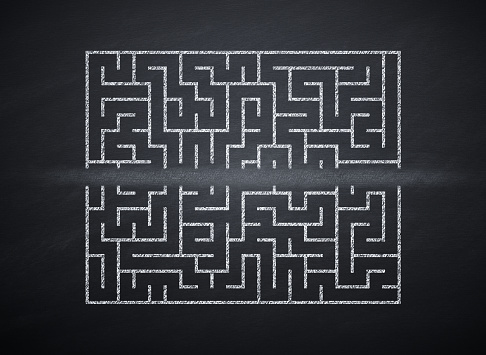 Maze, Challenge, Blackboard, The Way Forward