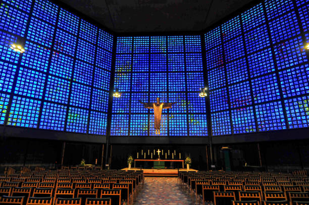 Kaiser Wilhelm Memorial Church Berlin, Germany - November 7, 2010: Kaiser Wilhelm Memorial Church Altar and Interior. kaiser wilhelm memorial church stock pictures, royalty-free photos & images