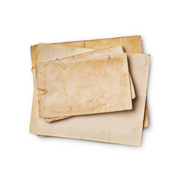 istock Mockup of empty old vintage yellowed paper sheets 1129071021