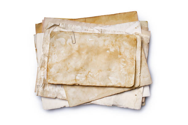 istock Mockup of empty old vintage yellowed paper sheets 1129071103