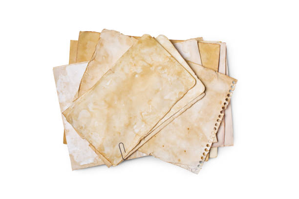 istock Mockup of empty old vintage yellowed paper sheets 1129071291