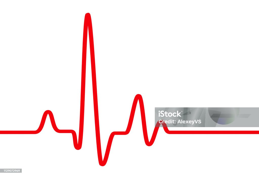 Red heart beat pulse graphic line on white Red heart beat pulse graphic line on white, healthcare medical sign with heart cardiogram, cardiology concept pulse rate diagram illustration Electrocardiography Stock Photo