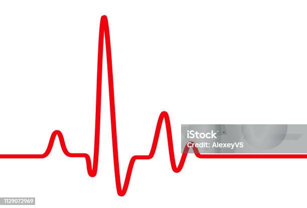 Red Heart Beat Pulse Graphic Line On White Stock Photo - Download Image Now - Electrocardiography, Single Line, Flat Design