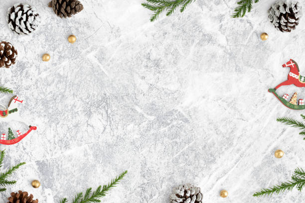 istock Festive Christmas decorated background mockup 1129073251