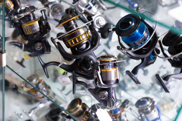istock Image of stand with new good baitcasting reel 1129075362