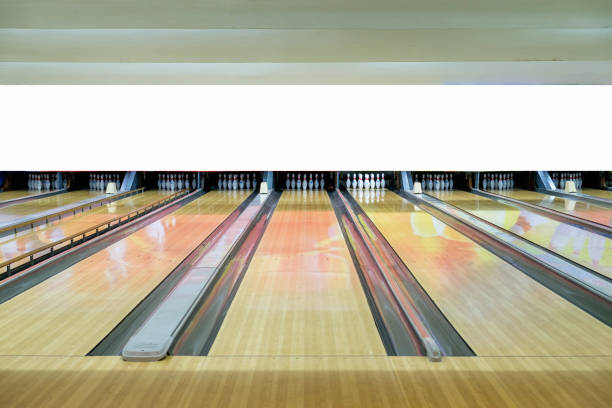 bowling sport recreation with bowling pin in alley - outdoor pursuit fotos imagens e fotografias de stock