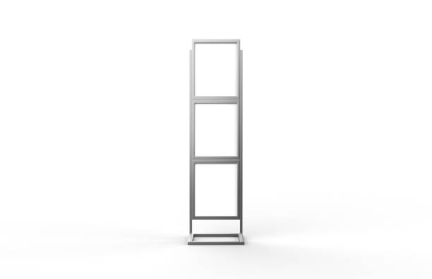 istock Free standing poster display holder metal stand, mock up template on isolated white background, ready for design presentation, 3d illustration 1129076543