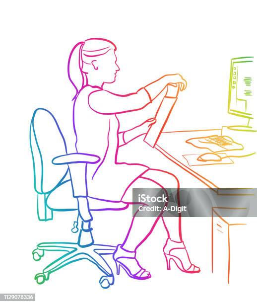 Secretary Posting Letter Rainbow Stock Illustration - Download Image Now - Adult, Adults Only, Blue