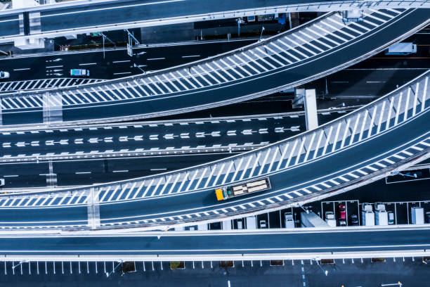 istock Aerial shots of Japan's highway. Beautiful three-dimensional structure. 1129078727